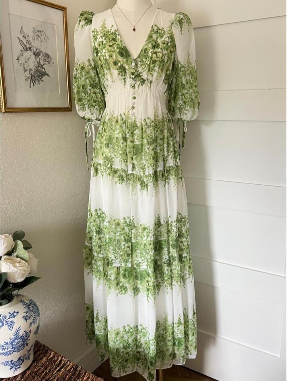 NWT Taylor Green Floral Maxi Dress
